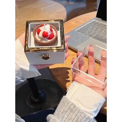 玫瑰花翻转旋转戒指盒求婚表白神创意七夕女朋友生日礼物包装盒子