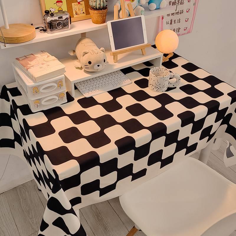 格子桌布ins风网红拍照装饰学生书桌垫宿舍茶几防尘野餐摆地摊布
