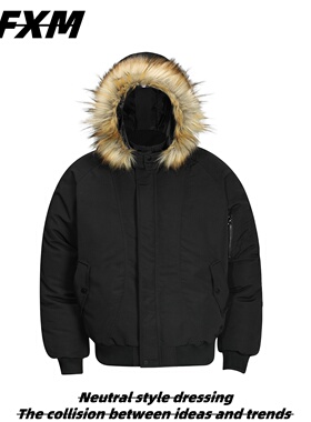 88FXM 美式复古座山雕派克服毛领棉服男女冬季加厚保暖棉衣外套潮