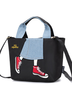 直供miszapatos日系时尚刺绣印花时尚斜跨包手提轻便便携手拎包