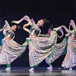 元旦幻世长安演出服装玉人舞小鹿敦煌舞汉唐古典女新款儿童表演