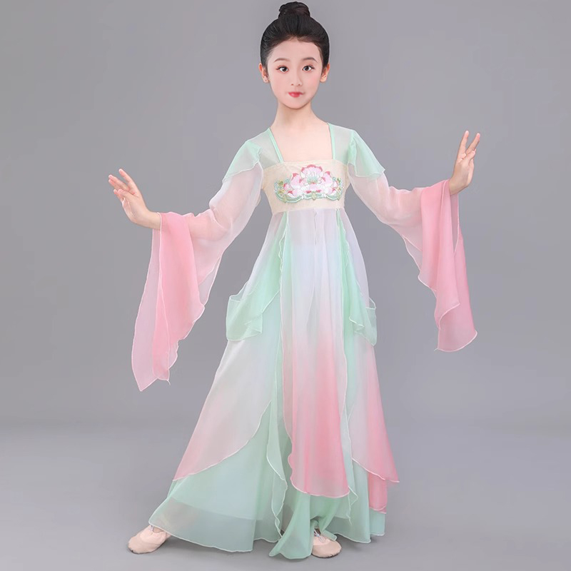 儿童古典舞汉唐采莲女飘逸纱衣
