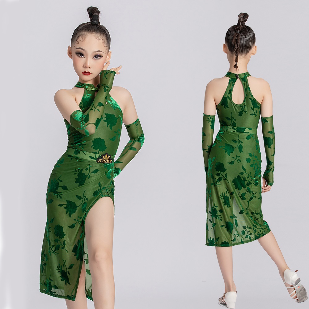 国庆拉丁舞蹈服中国风套装练功演出比赛服烧花旗袍2025新款夏季