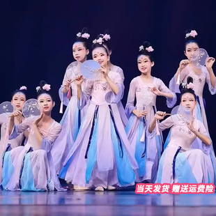 江南少女春三月胭脂妆桃花笑舞蹈服儿童古典舞演出服中国风练功服