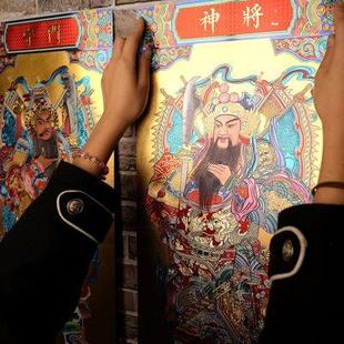 饰霸气年画 金色门神门贴2024过新年家用农村庭小院寺庙单门大门装