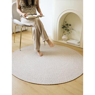 环保无胶棉麻编织圆形地毯简约客厅茶几垫衣帽间书房卧室手工地毯