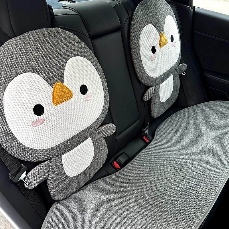 汽车坐垫四季通用可爱车垫海鸥座套棉麻亚麻比亚迪海豚座垫