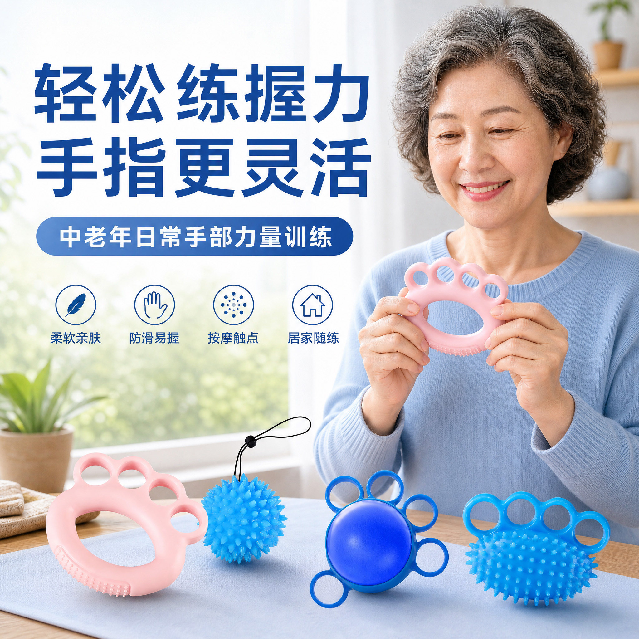 手指力量恢复手部无力老人手部锻炼球练手指力气家用便携握力器球