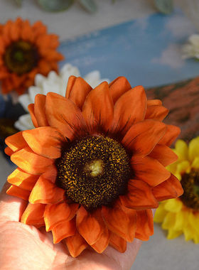 12CM8CM仿真花绢花假花向日葵花头配件太阳花DIY手工插花跨境