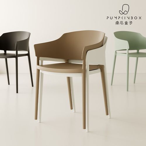 速发设计餐师椅可扶放家用加厚塑料餐桌椅小户型叠手靠背咖啡厅洽