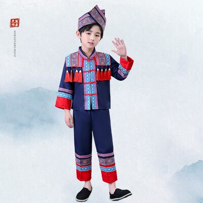 现货速发普米族表演服56个少数民族特色舞蹈服儿童舞台演出服合唱