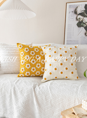 速发小靠新满腰花朵抱枕方形客厅沙发靠垫少心 清枕卧室床头绣枕