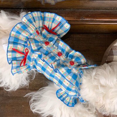 速发衣服猫咪泰主裙花边格子美子公迪比熊博裙小型犬春夏