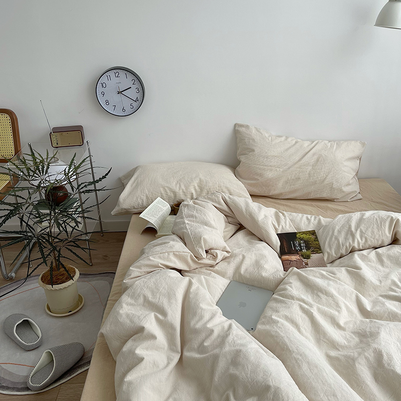 速发4棉支全棉水洗棉四件套 简约色织款0纯100棉床品不起球