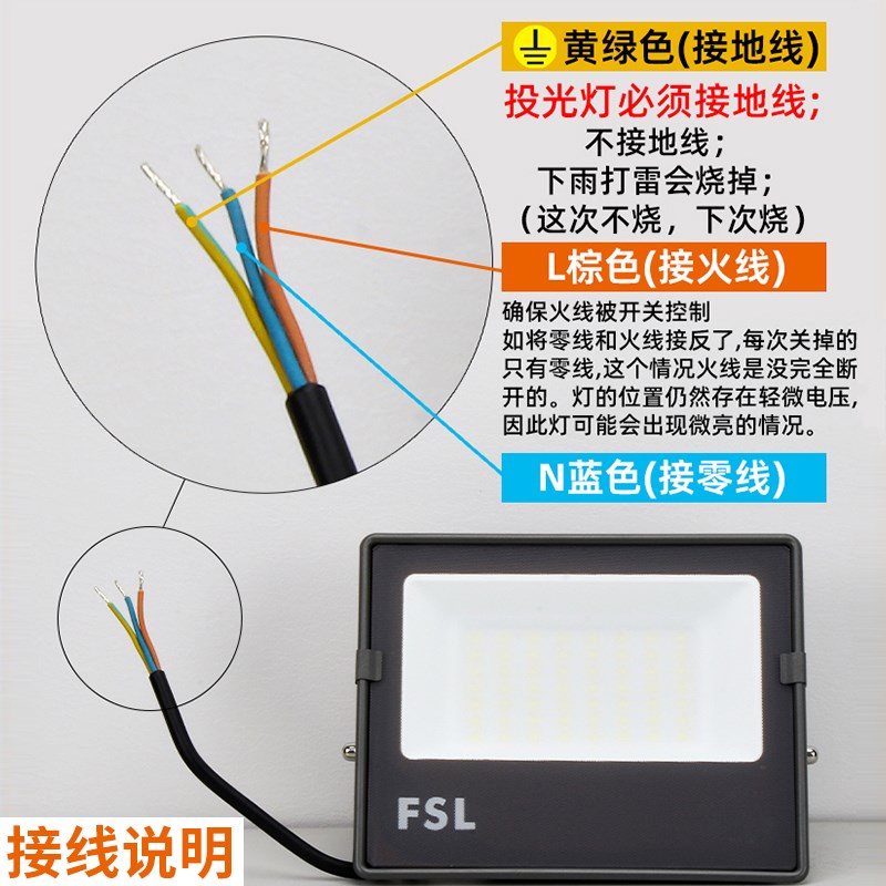 速发F照工投光灯户外防探明程水照灯强光工地门头招牌灯200W