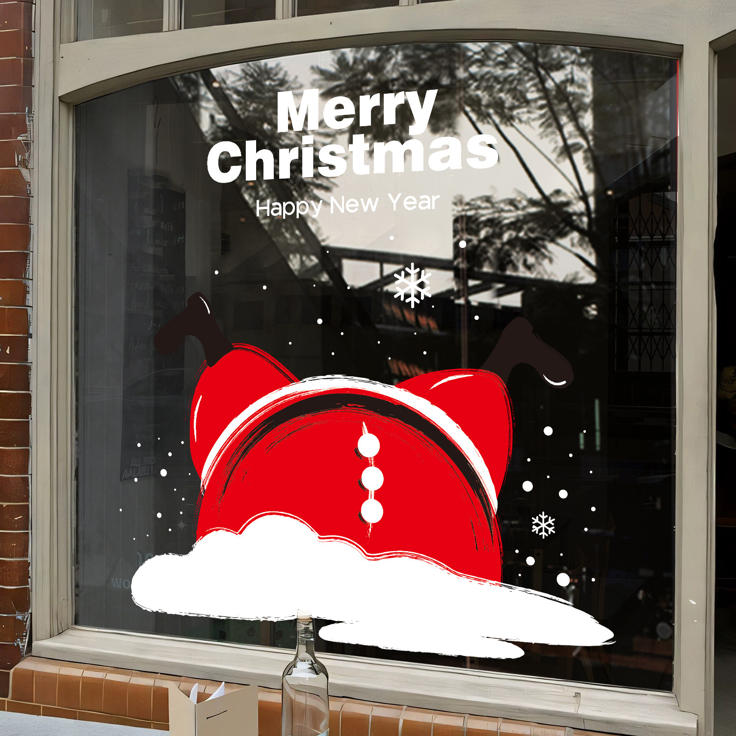 速发圣诞装创圣静电贴橱窗贴纸圣诞树玻璃贴画饰意门贴品诞老人窗