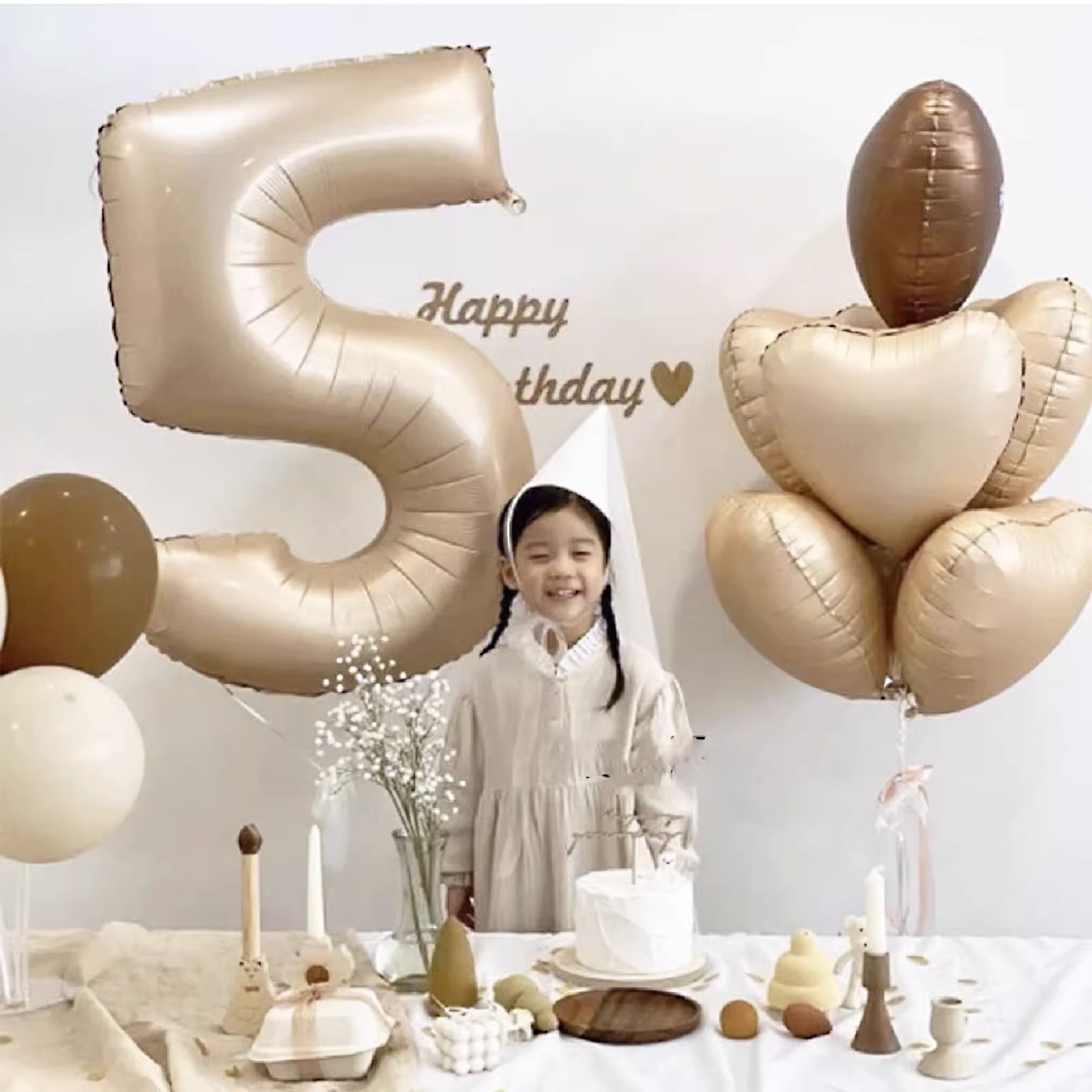速发奶布焦糖拿铁场啡气球复古韩式爱心棕色数字生日派对油置咖景