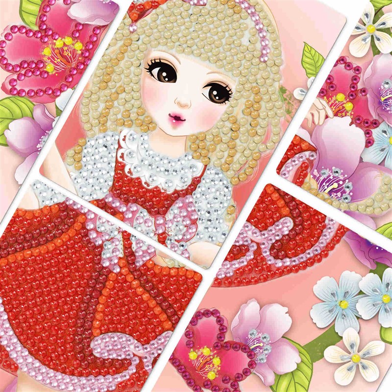 速发儿童点画画小公主贴带木板画点油画框桌面摆件