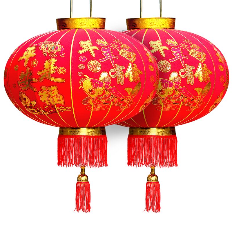 速发大节灯笼节铁挂式春红户外防水大门乔迁中国风绒绸布日口仿古