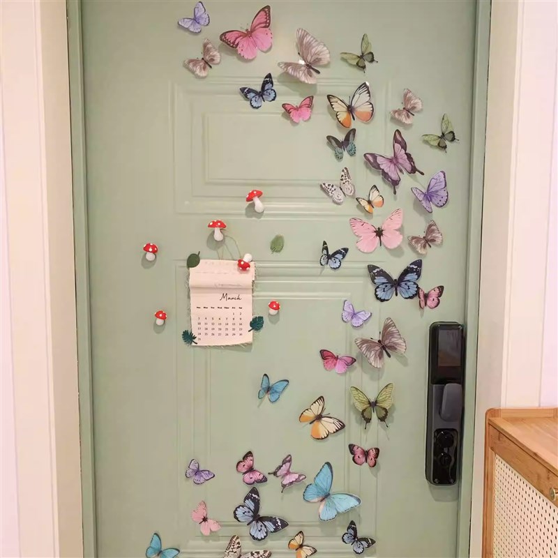 速发情vc立体蝴窗卧室门装饰氛围感店铺橱蝶改造520p人节店铺墙面