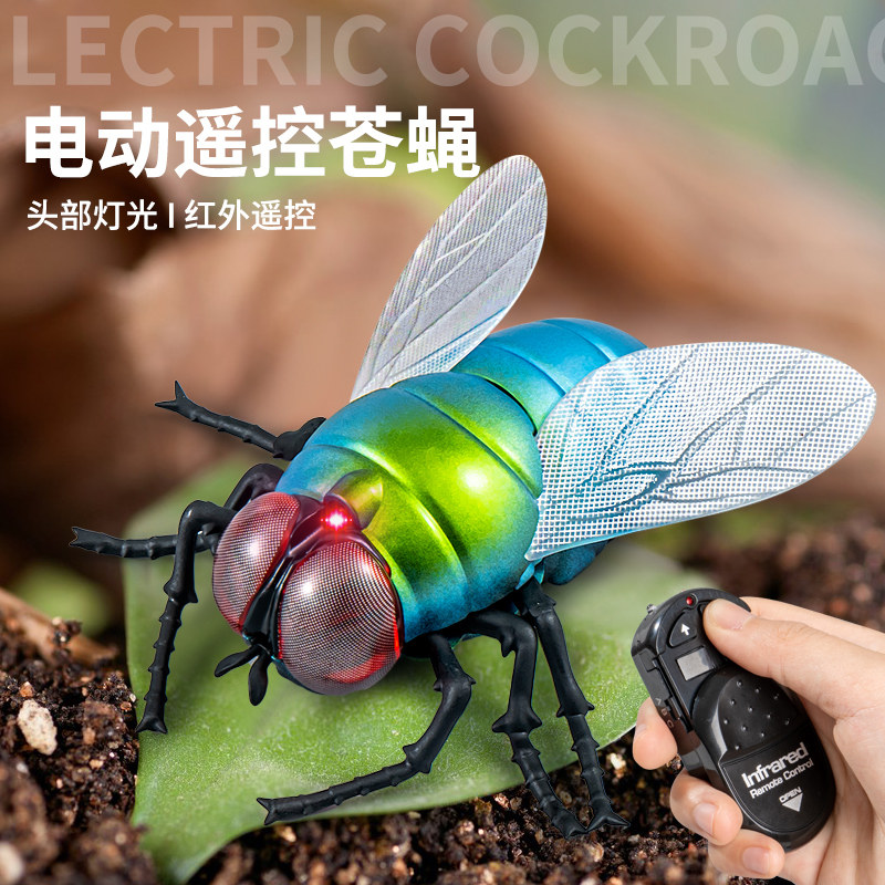 速发螂童遥控苍蝇玩具男物爬行动孩虫子昆虫电动蟑儿蜘蛛整蛊玩具
