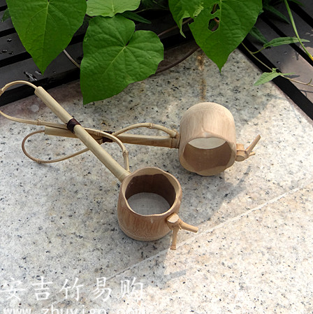 速发竹茶漏 茶滤 缠枝 麻布过滤网 竹枝绕线 碳化竹 茶道零配