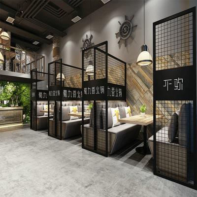 速发工隔风铁艺屏风隔断墙镂空办公室餐厅酒吧烧烤业店吊顶网饭断