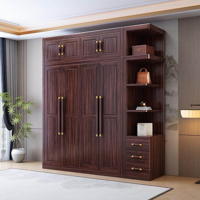 乌金木实木衣柜三四五六门带边柜顶柜转角柜新中式家用卧室大衣橱,住宅家具,独立衣柜,淘宝优惠券,粉丝福利购,淘宝优惠卷