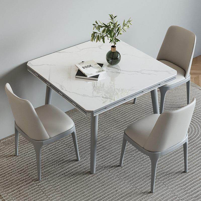 轻奢折叠正方形餐桌多功能电磁炉岩板大小户型方变圆餐桌椅组合,住宅家具,岩板餐桌,淘宝优惠券,粉丝福利购,淘宝优惠卷