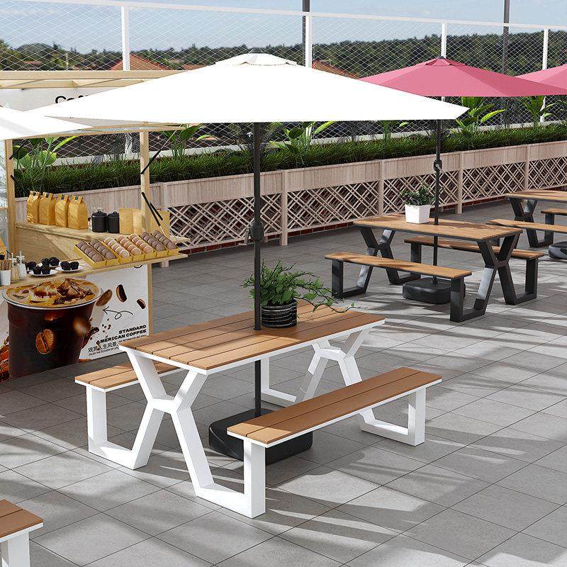 户外风景区广场休闲 带伞桌椅组合饭厅咖啡厅外摆餐桌椅露天防水