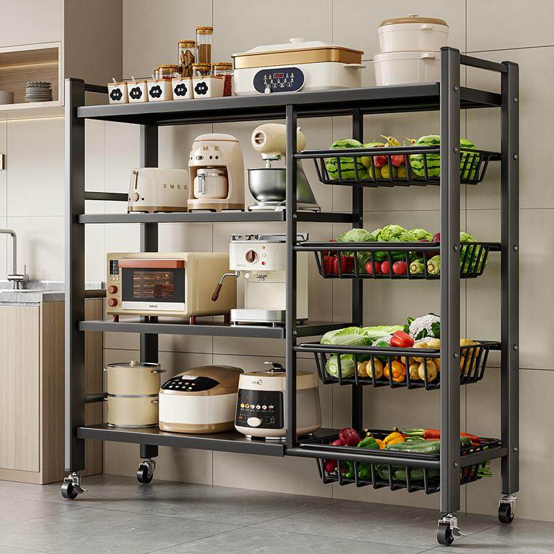 厨房置物架落地多层收纳层架微波炉货架子家用多功能果蔬电器置物