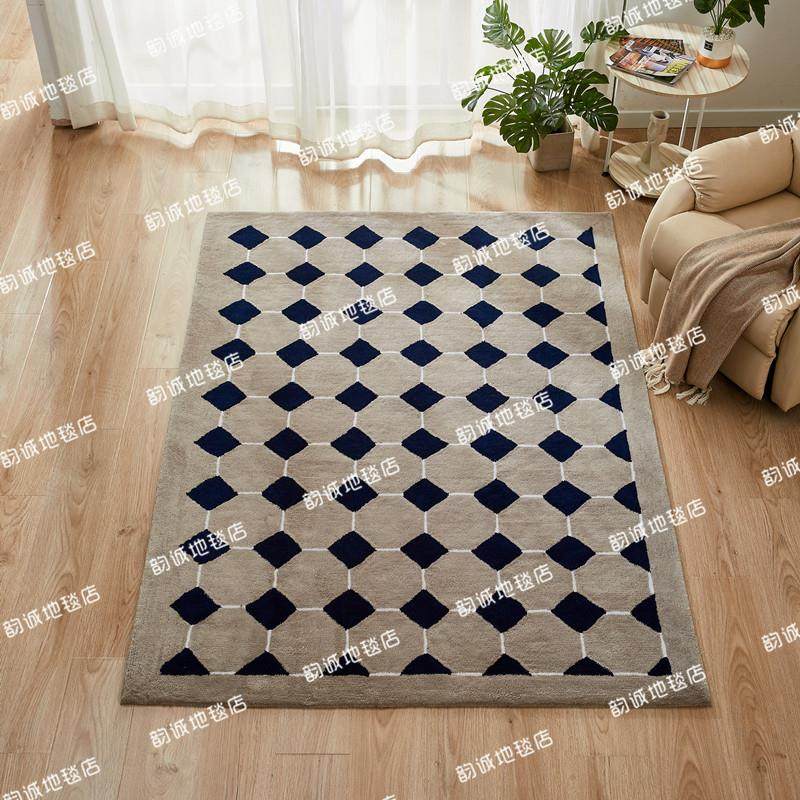 现代轻奢高级花砖系列腈纶客厅茶几地毯法式卧室书房衣帽间床边毯