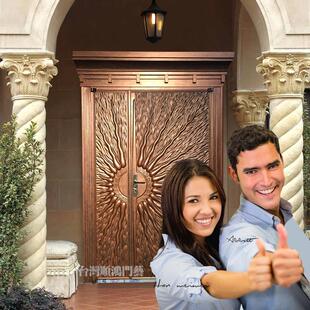 铜门别墅大门双开门进户门纯铜家用豪华入户门子母门对开门防盗门