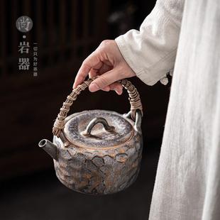 煮茶壶粗陶功夫茶具烧水煮茶器家用明火加热大容量单壶 复古中式