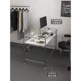 店饰品店中间摆放玻璃不锈钢展示台中岛陈列架电脑办公桌道具 服装
