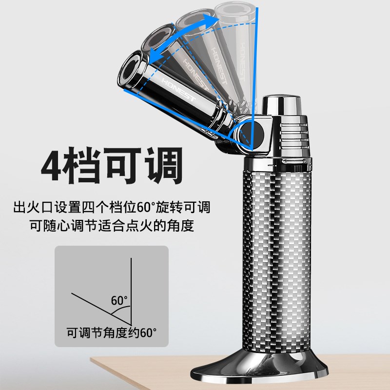 速发防风直冲户外生存点火器可调喷火个性台式底座充气喷枪