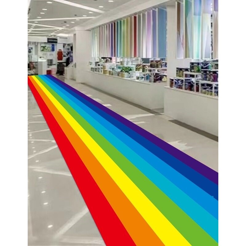 速发彩虹跑道地贴商场引流学校店铺幼儿园装饰可移除自粘贴纸