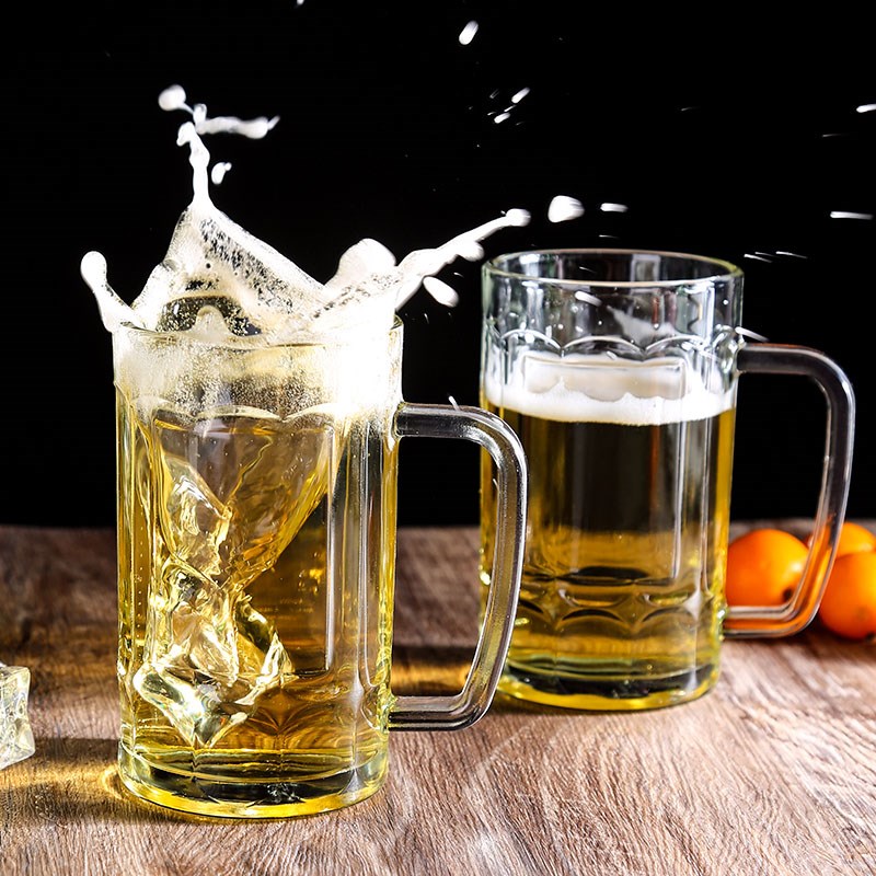 速发带把玻璃杯家用杯子水杯带大容量扎啤杯果汁杯把手茶杯牛奶杯