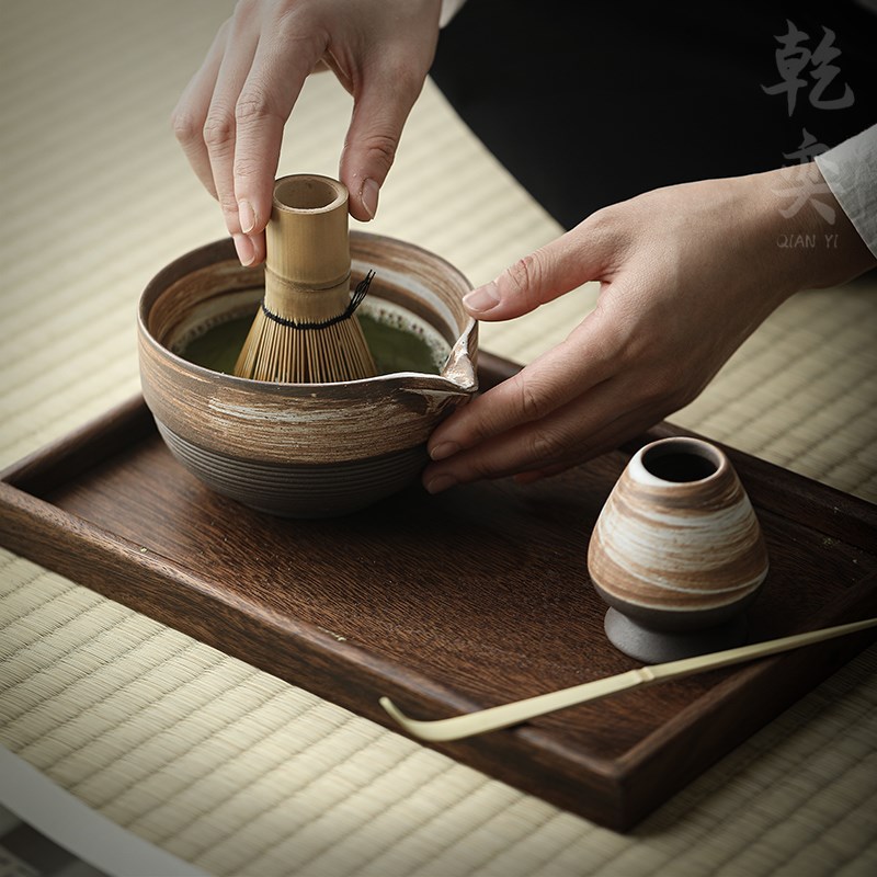 速发粗陶套装点茶工具陶瓷碗茶筅套装日式打茶盏粉搅拌器