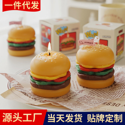 速发汉堡包氛薰香熏蠟燭礼盒cadl香生日小礼物香e造型蜡