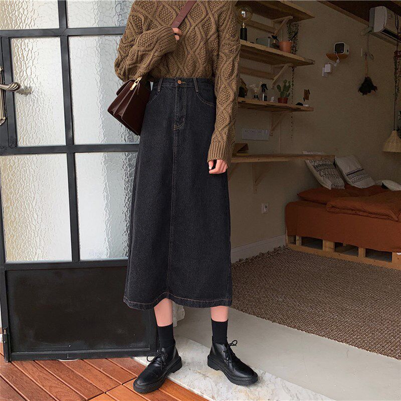 速发大码装牛仔半身裙2021新款春夏胖妹妹设计感小臀高腰a字包众