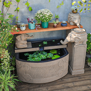 速发庭院流水观景户外园泉瀑布台花喷布置室外假山鱼池循环