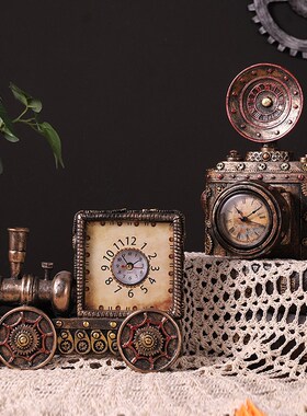 速发欧式电怀柜小关照相机时钟模型摆件复古视旧客厅酒柜玄摆设装
