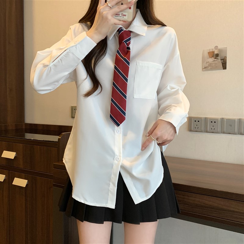 速发jk长袖学生套装春秋大码胖妹妹学院风内搭抗皱