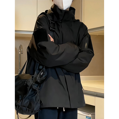 速发桑延夹术贴冲锋衣男春秋黑武士风衣魔克美式机能工装外套连帽