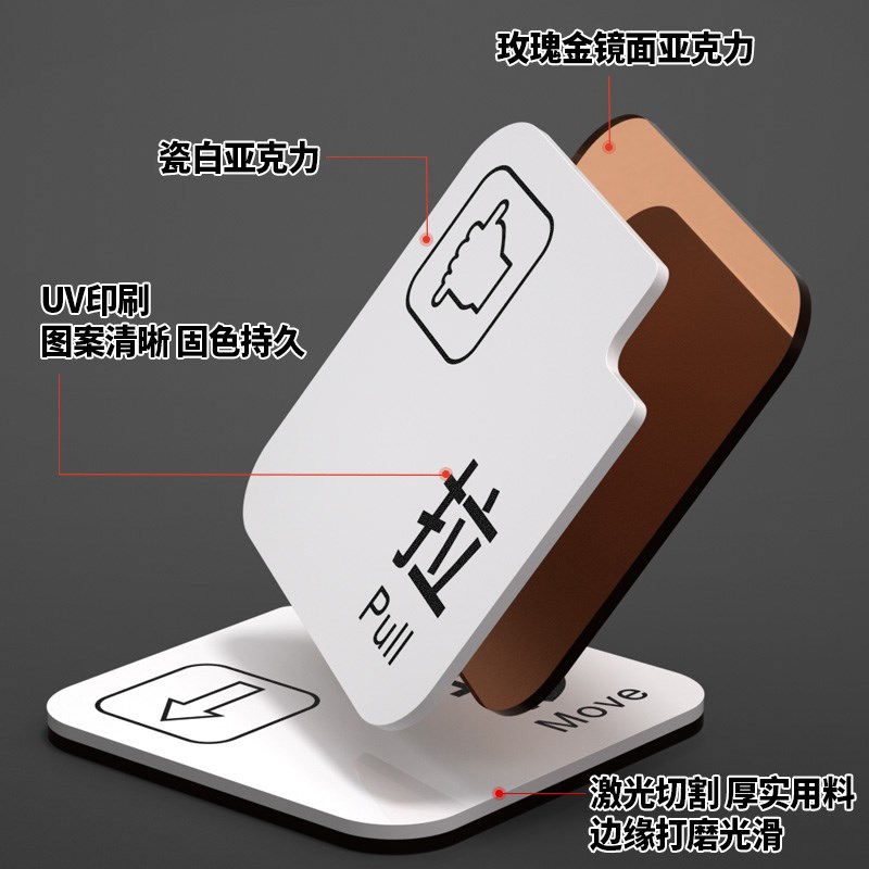 速发推拉门贴提示牌公司亚克力办公室门牌高档左右移门标志酒店饭
