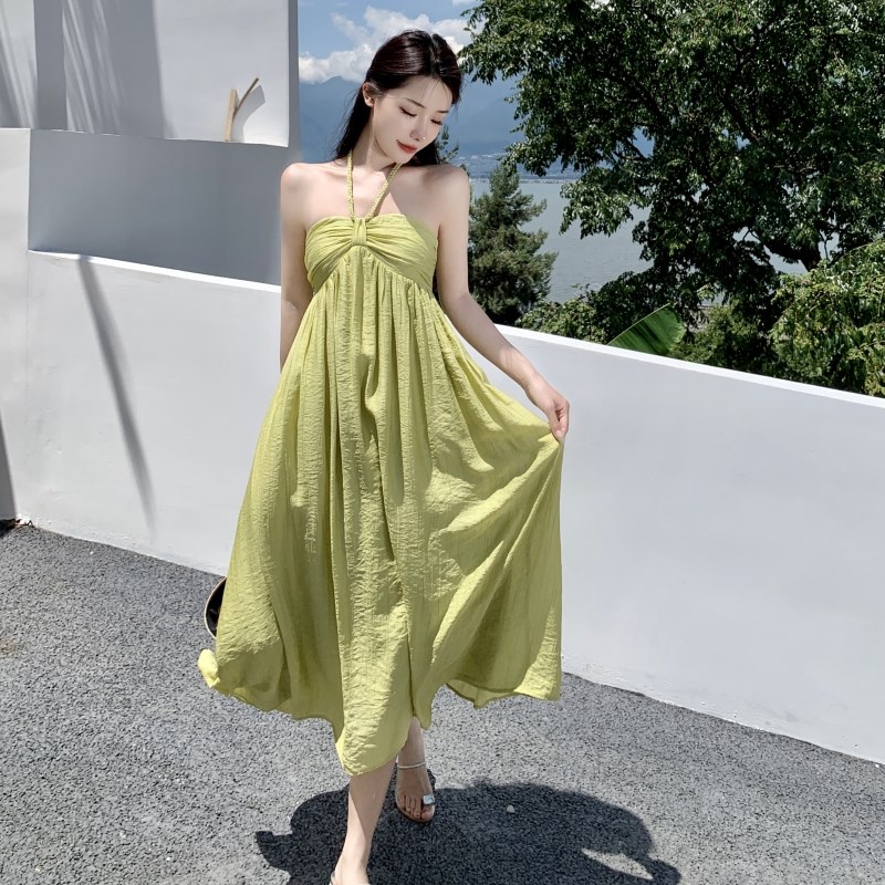 速发西双版纳度假裙大理洱海甜美穿搭拍照长裙海南三亚旅游海边沙