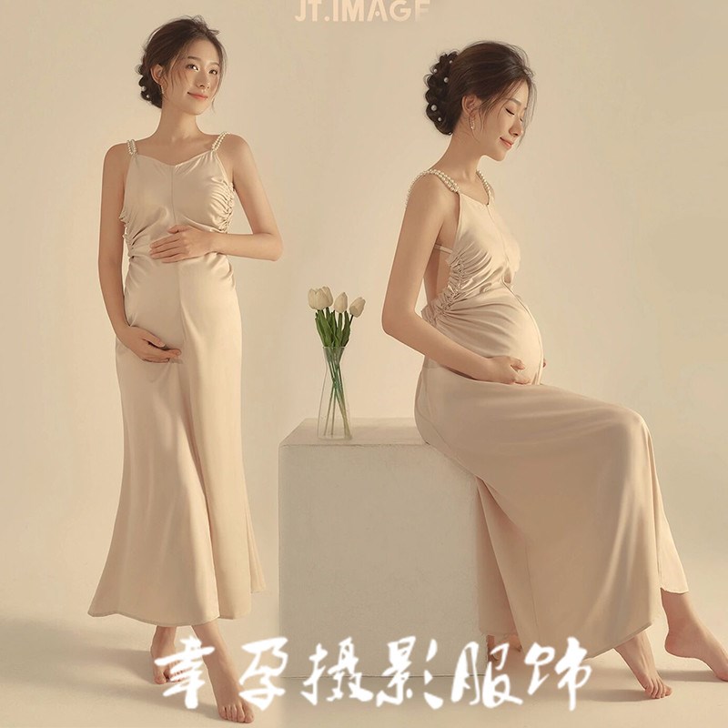 速发影楼孕妇拍照服珍摄感露背装珠礼服大肚孕妈性影孕期拍照衣服
