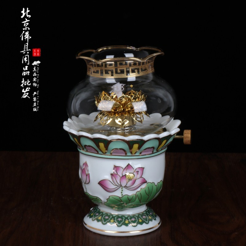 速发浮雕莲花调光油灯,防风油灯供音莲花灯佛灯供灯酥佛观油灯