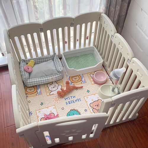 速发新疆狗围栏狗笼型可折叠室内栅栏泰迪柯基隔小子犬中离护栏狗